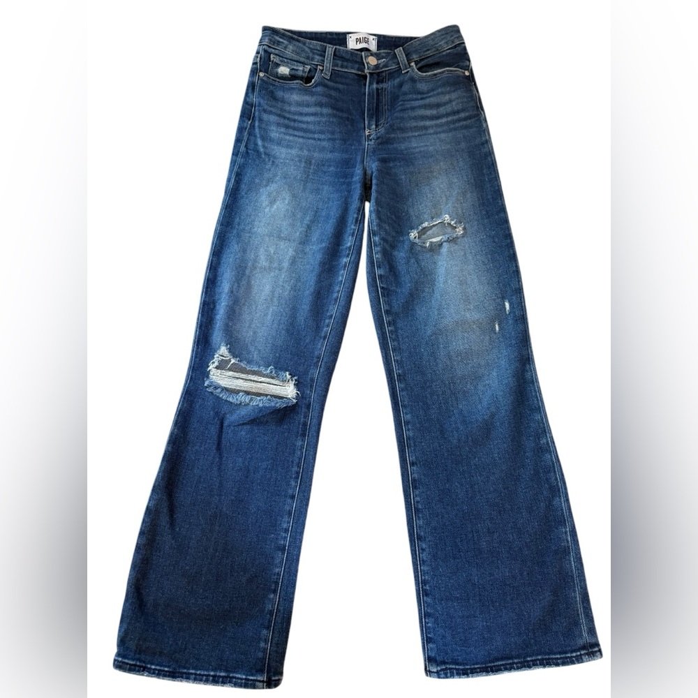 PAIGE Atley High Rise Ankle Flare Distressed Jeans Size 26